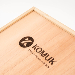 Caja de MDF 35x20x10 cm - Tapa Mdf enchapado con logo - Komuk Argentina