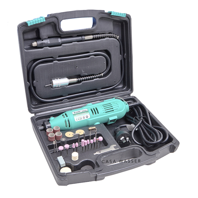 Torno de mano proskit con variador de velocidad, flexible y accesorios