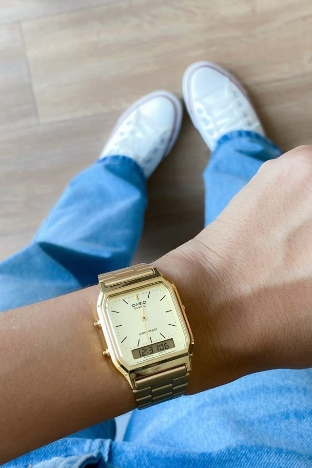 casio dourado e prata