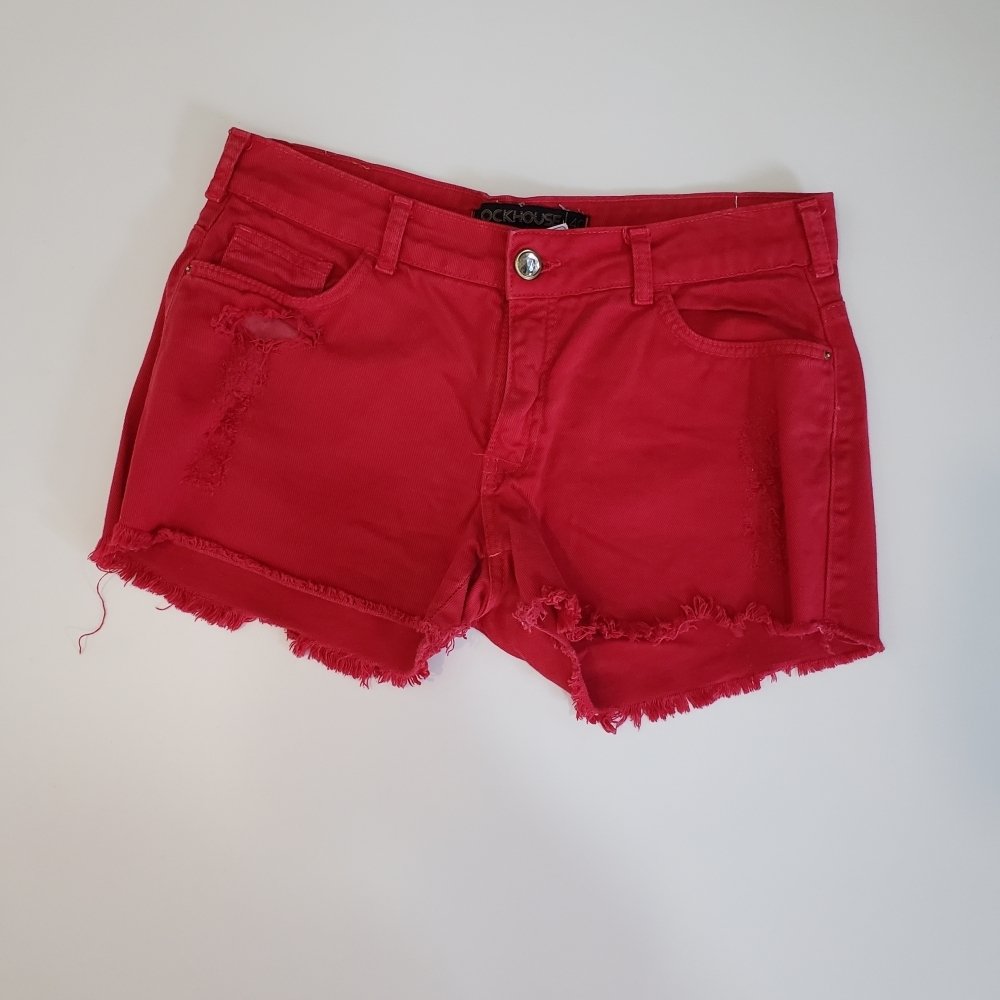 short jeans feminino vermelho