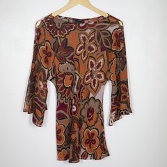blusa feminina em seda com estampa florida - comprar online