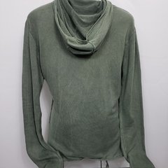Blusa feminina em algodão verde com capuz OSKLEN