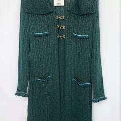 Cardigan feminino alongado em tricot verde