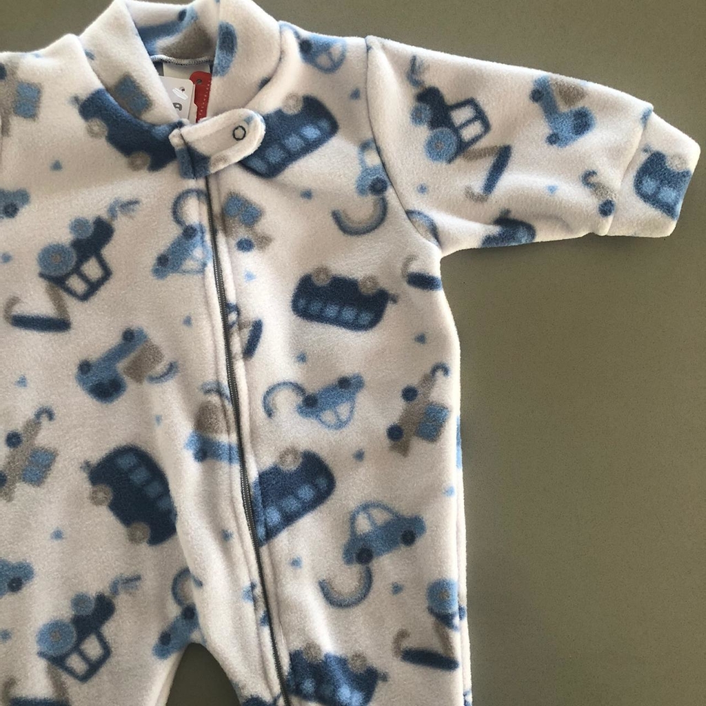 Macacão bebê com zíper carros de soft