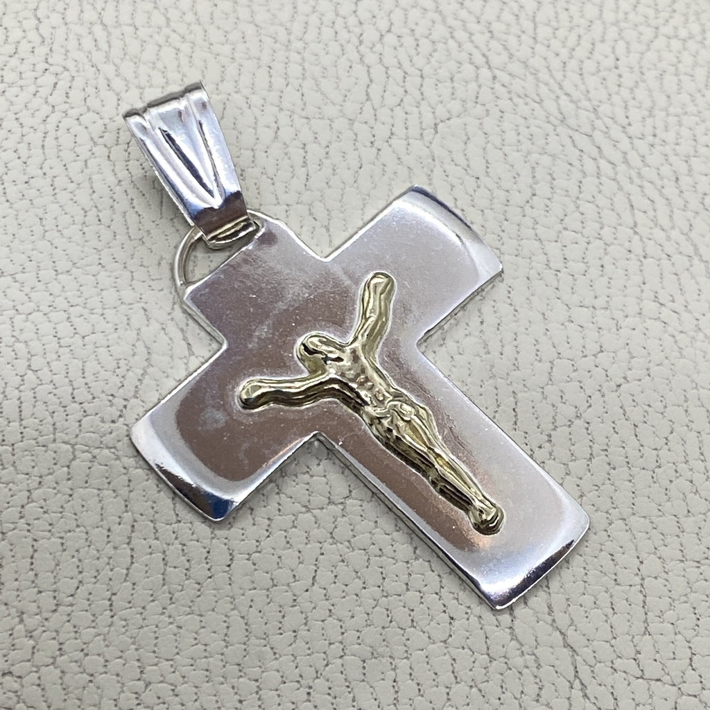 Dije Cruz con cristo en Plata y Oro 3,9cm