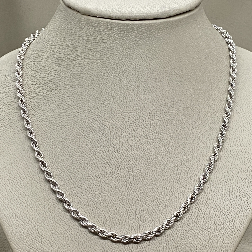 Importante Cadena collar soga plata 900 41,5 cm