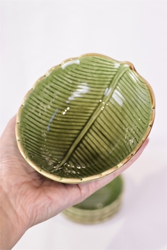 bowl de cerâmica folha verde - Les Marie