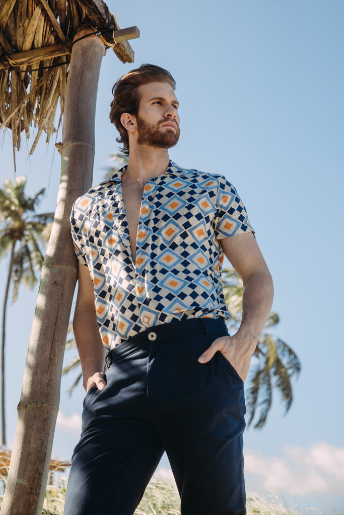 camisa cuello carioca geometrica - Comprar en Depedro