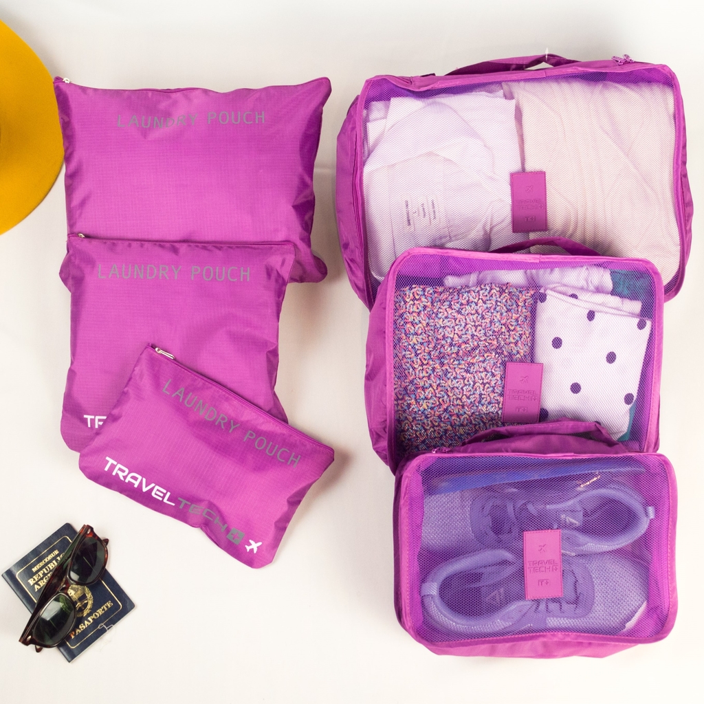 Set Organizadores Travel tech Laundry Pouch X6 Violeta