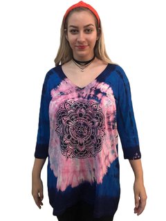 Blusa Tie-dye Rosa com Azul - comprar online