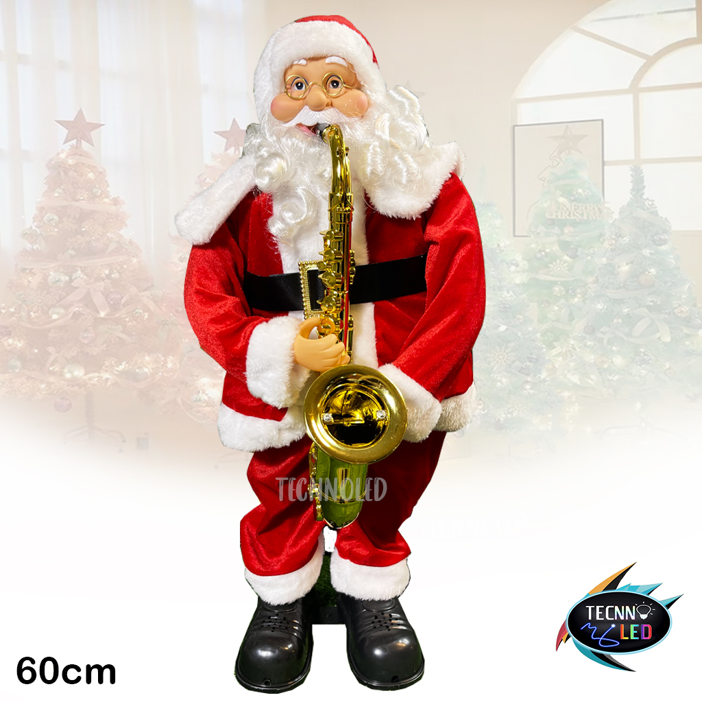 Papai Noel 60CM Com Saxofone Dançante Musical Decoração Natal Bivolt Papai Noel 60CM Com Saxofone Dançante Musical Decoração Natal Bivolt