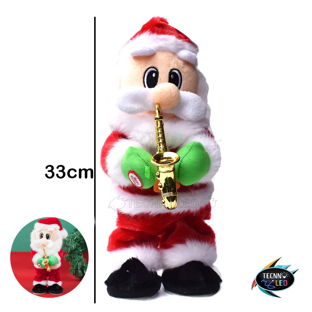 Boneco Papai Noel Musical Dancando e Tocando Saxofone Decoração Natal Divertido Boneco Papai Noel Musical Dancando e Tocando Saxofone Decoração Natal Divertido