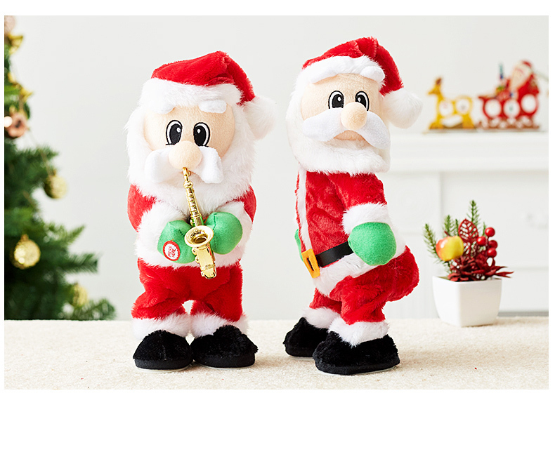 Boneco Papai Noel Musical Dancando e Tocando Saxofone Decoração Natal Divertido Boneco Papai Noel Musical Dancando e Tocando Saxofone Decoração Natal Divertido