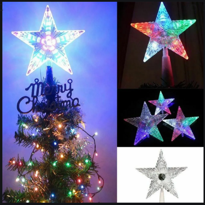 Ponteira para Árvore de Natal Estrela RGB com Leds Super Brilho