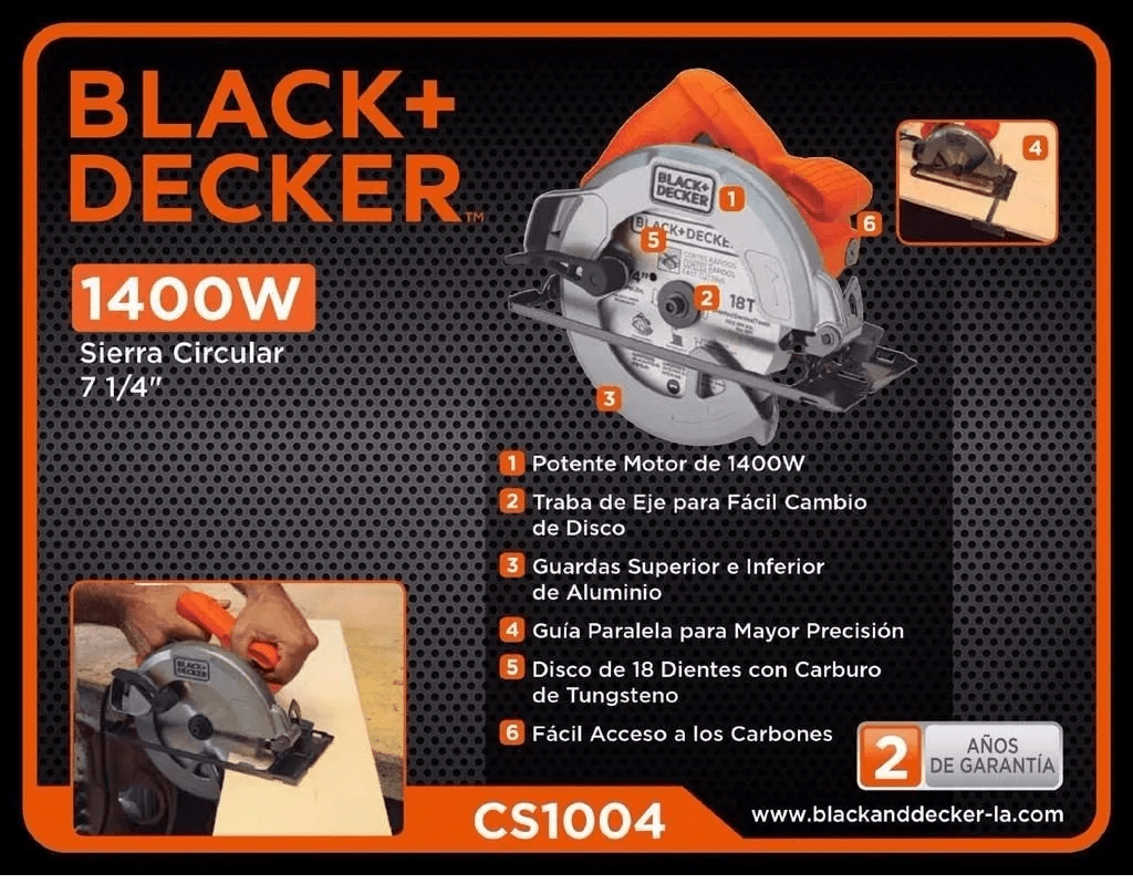 Sierra Circular 1400W CS1004-AR Black Decker
