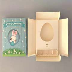 Medio Huevo PASCUAS 15 cm - Pack x 12 u PASCUAS 01 - OPEN M - H1 C + Pétalos Blancos (25x15x7.5 cm) con Cajita extraíble + 4 pétalos blancos para TRUFAS / FERRERO / BRIGADEIROS