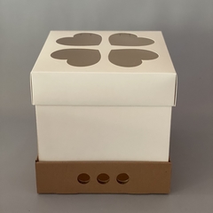 Pack x 6 u DRIP BOX 25 TAPA CARTULINA VISOR 4 CORAZONES (25x25x25 cm) - wincopack