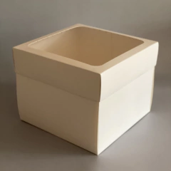 Pack x 6 u MTAR XL CON TAPA DE CARTULINA BLANCA VISOR CUADRADO (25x25x20 cm) CAJA PARA TORTAS / DRIP CAKES - comprar online