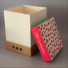 Pack x 6 u FELIZ 04 - DRIP BOX 32 - FELIZ CUMPLE (25x25x32 cm) - wincopack