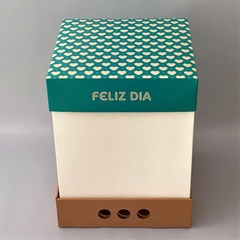 Pack x 6 u FELIZ 05 - DRIP BOX 32 - FELIZ DIA CORAZONES ACQUA (25x25x32 cm) en internet