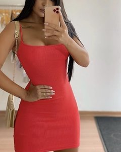 Vestido Canelado - Helena / Vermelho