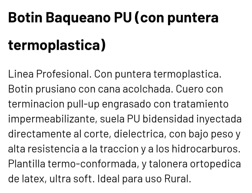 Botin Baqueano. ( Puntera plastica).