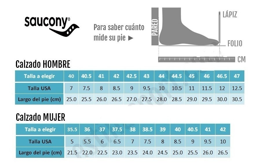 tabla de tallas saucony