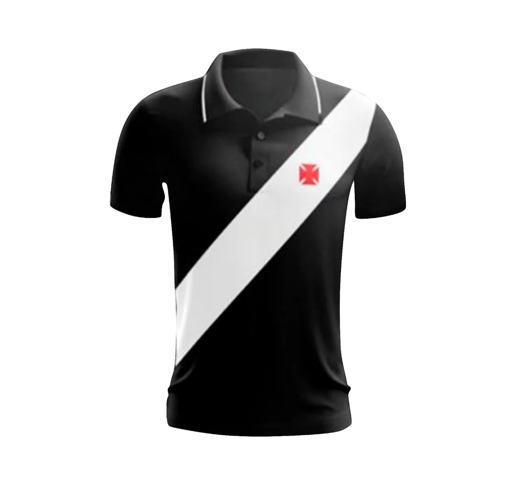 Camisa Polo com Faixa Preto Vasco - Arquiba FC