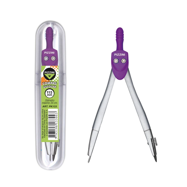 Compas Escolar Metálico 115 Mm Mina - Pizzini