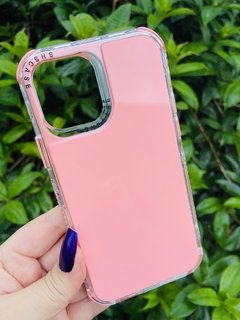Case Elegante 3 em 1 - iPhone 12 Pro Max - Com Aro Frontal - Rosa Bebê Brilhante - comprar online