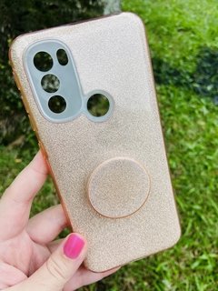 Case Glitter Anti-impacto com Pop - Motorola G71 5g - Dourado