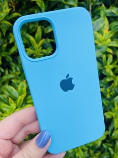 Silicone Case - iPhone 12 Pro Max - Fechada Embaixo - Azul Claro