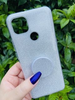Case Glitter Anti-impacto Com Pop - Motorola G9 Power - Prata