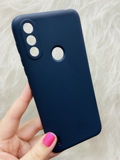 Case Veludo - Motorola E7 Power - Azul Marinho