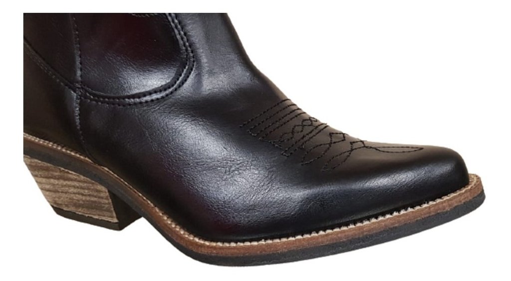 Bota Texana Dama Cuero Moda Taco Media Caña