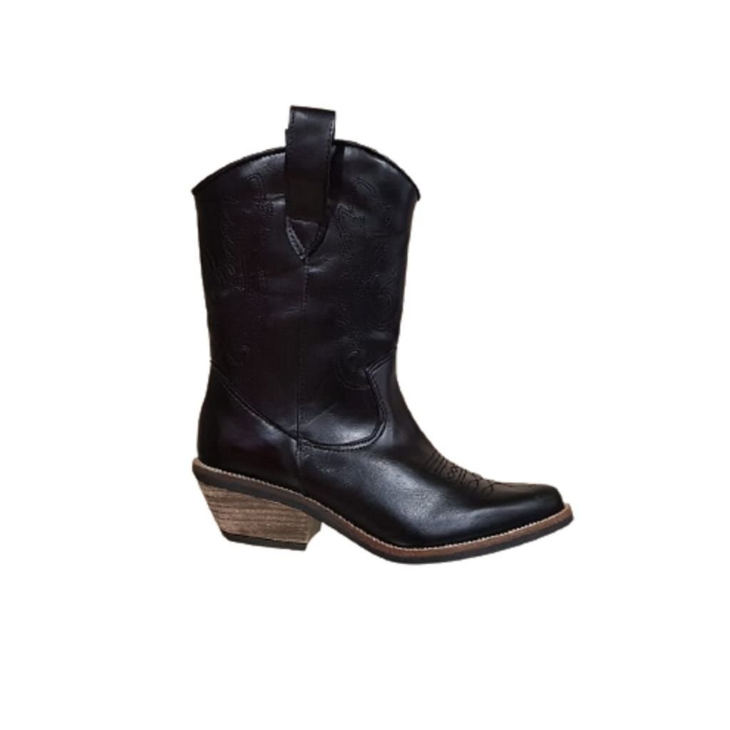 Bota Texana Dama Cuero Moda Taco Media Caña