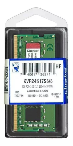 MEMORIA RAM SODIMM DDR4 KINGSTON 8GB 2400MHZ