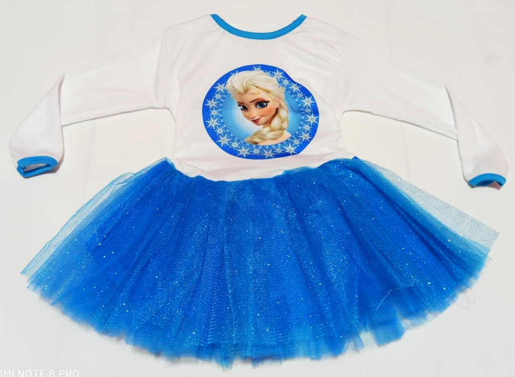 Disfraz Infantil Elsa Frozen Brillo Tutú
