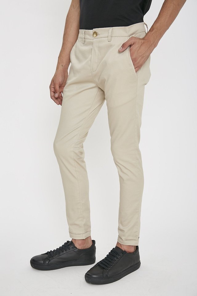 PANTALON CHINO NEW SKINNY BEIGE CLARO - Locker Room