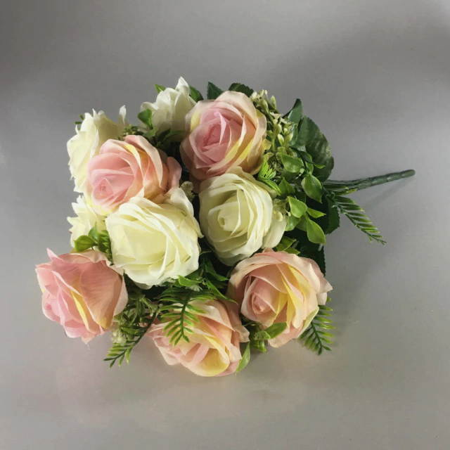 Rosas Artificiais Branco e Rosa 45 cm