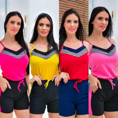 Conjunto Feminino Três Peças Xadrez