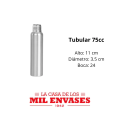 Tubular aluminio x75cc sin tapa x10 unidades - comprar online