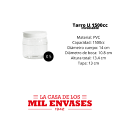 Tarro U Inviolable x1500cc x5 unidades - La Casa de los Mil Envases S.A.