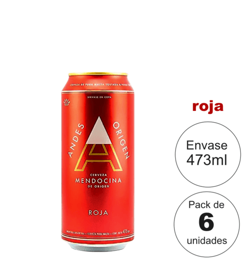 Andes Roja Lata. Unidad $359. PACK DE 6: