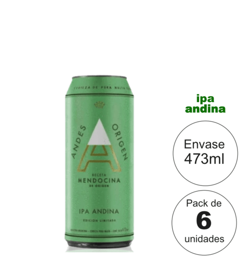 Andes IPA Lata. Unidad $359. PACK DE 6: