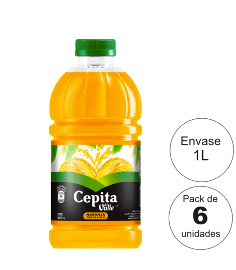 Cepita Botellon Naranja. Unidad $389. PRECIO PACK DE 6:
