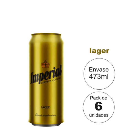 Imperial Lager Lata. Unidad $260. PACK DE 6: