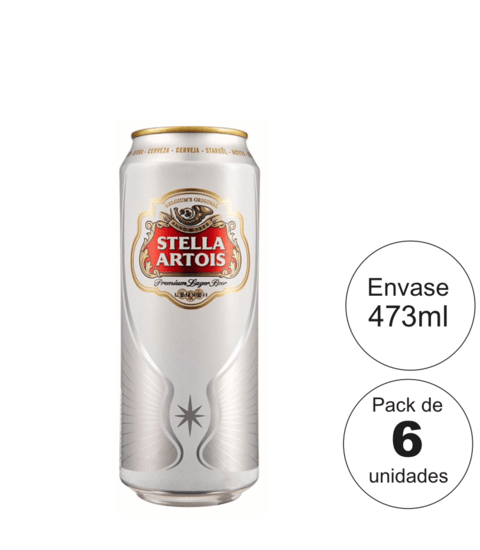 Stella Artois Lata. Unidad $389. PACK DE 6: