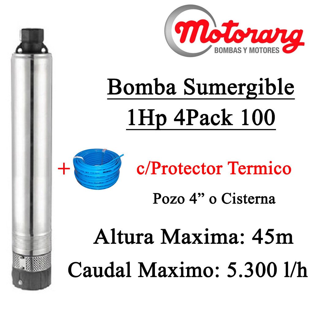 Bomba Sumergible Motorarg 1Hp 4Pack 100