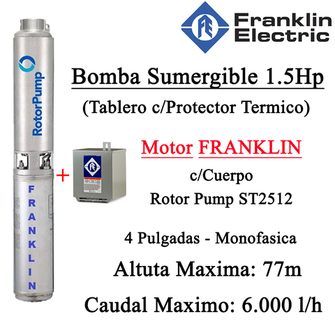 Bomba Sumergible Franklin 1.5Hp Con Tablero